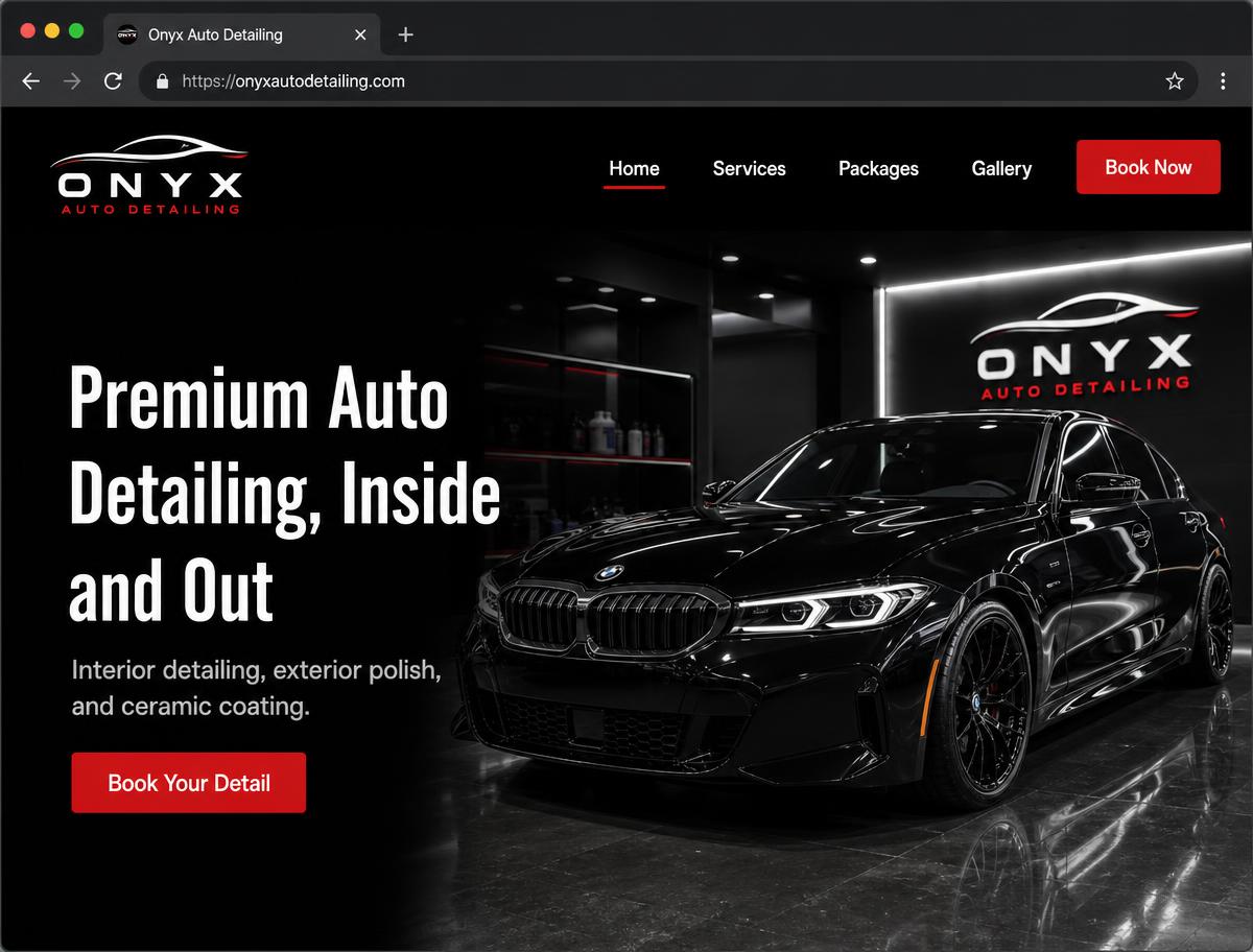Sample website design for a auto detailing business