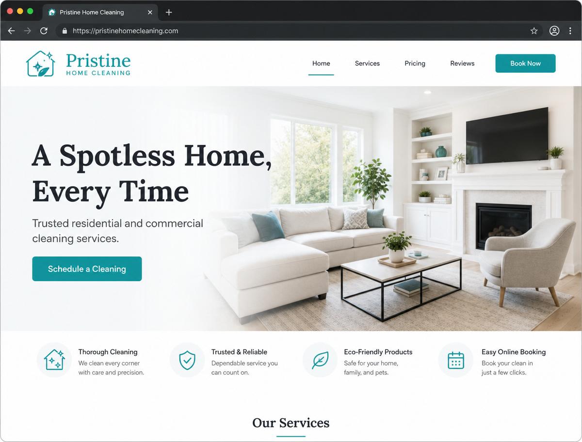Sample website design for a cleaning company business